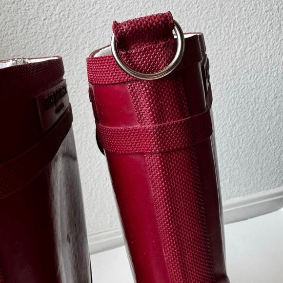 Ilse Jacobsen Hornbaek Tall Lace Up Red Rubber Boots Women’s 37 US 7 Handmade - Picture 6 of 12